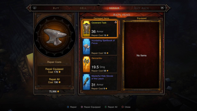 Notice the cost of the repairs compared to the amount of gold I have.
